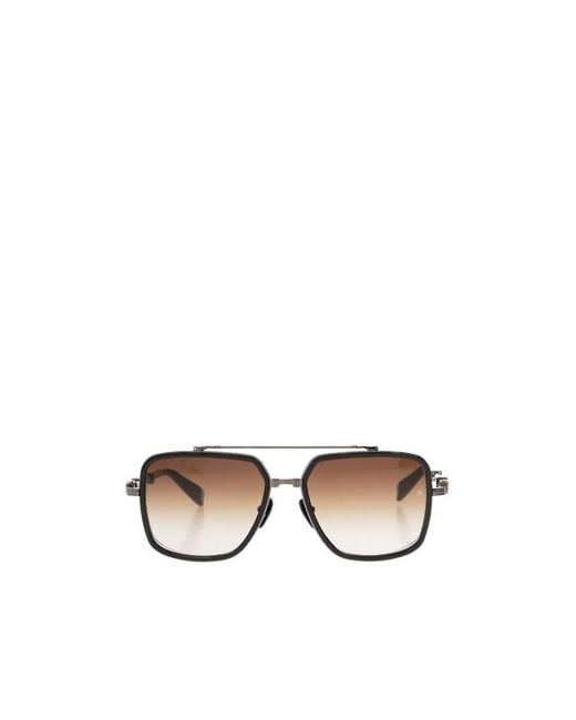 Balmain White Eyewear Pilot Frame Officier Sunglasses for men