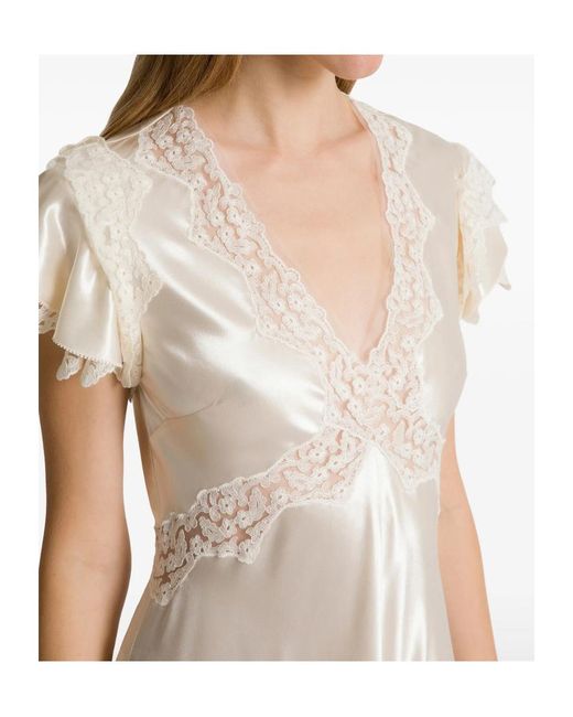 Alberta Ferretti White V-Neck Dress