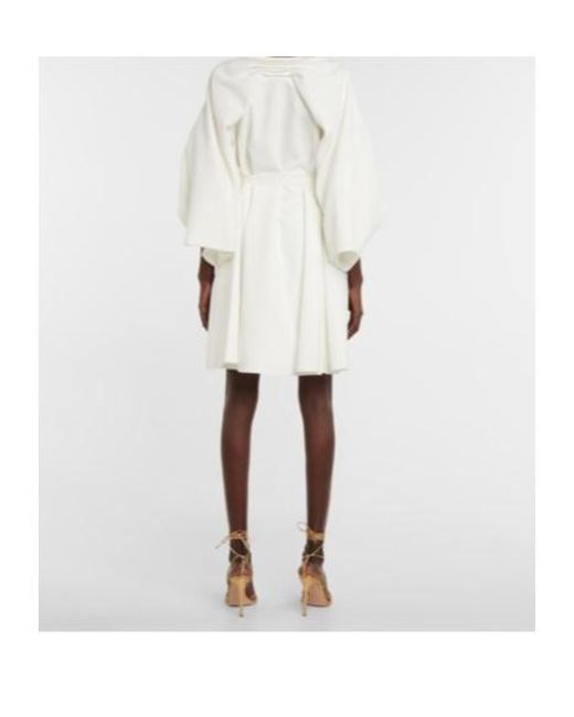 Roksanda White Bridal Puff-Shoulder Crêpe Minidress