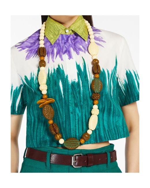 Weekend by Maxmara White Bead-Embellished Necklace