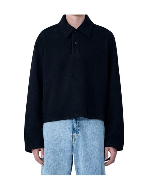 Rier Blue Long-Sleeved Polo Sweater for men