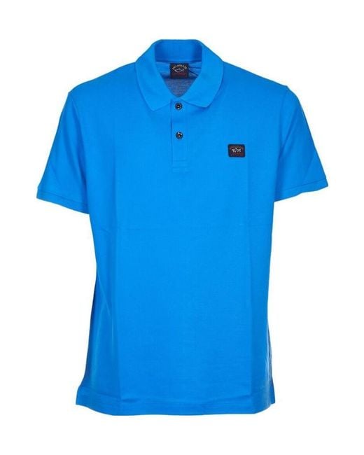 Paul & Shark Blue Logo Patch Short-Sleeved Polo Shirt for men