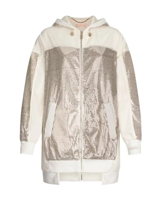 Liu Jo Natural Sequinned Parka