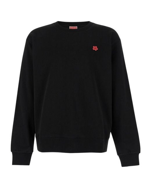 KENZO Black Boke Flower Embroidered Crewneck Sweatshirt for men