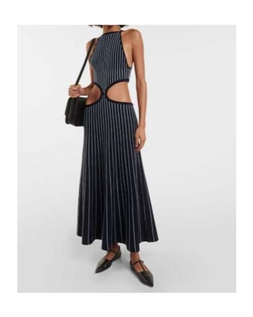 Gabriela Hearst Blue Striped Hollow Dress