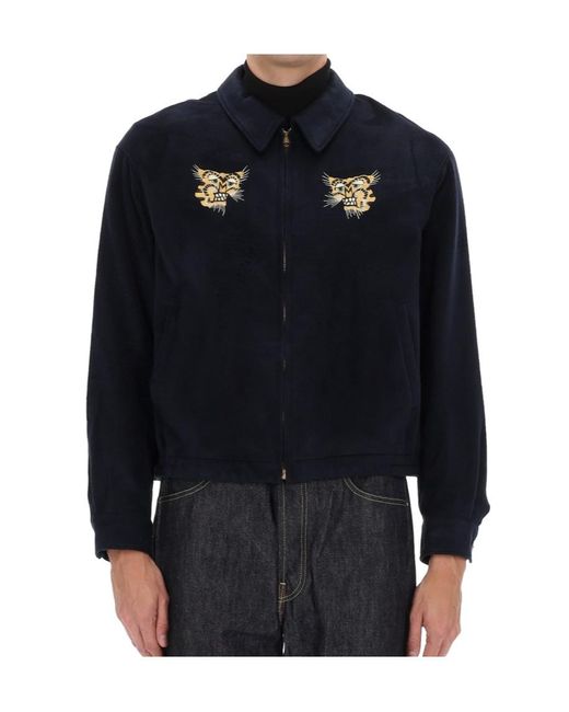 Visvim Blue Embroidered Zipped Jacket for men
