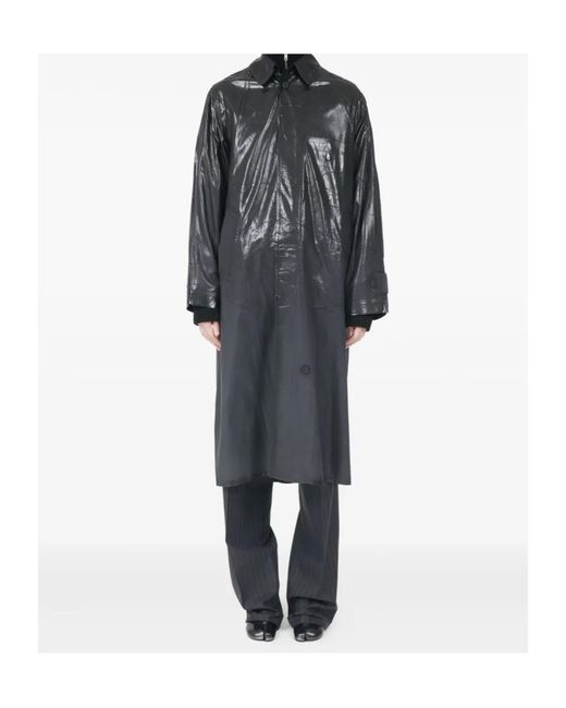 Maison Margiela Black Long Sleeve Coated Trench Coat