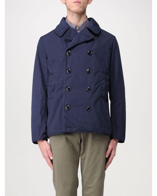 Aspesi Blue Double-Breasted Lapel Casual Jacket for men