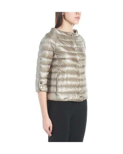 Herno Gray Cropped Sleeve Down Jacket
