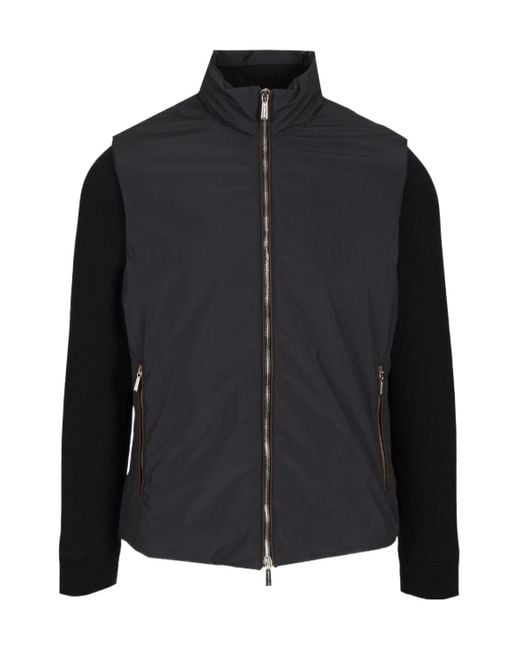 Moorer Black Evan H Stp Zip-Up High Neck Jacket for men