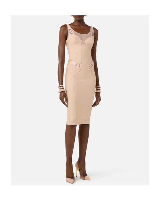 Elisabetta Franchi Multicolor Sheer Panel Corset Dress