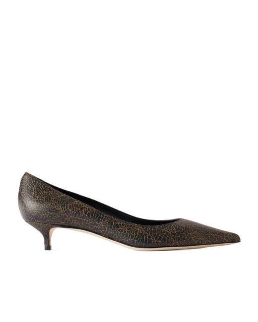 Jimmy Choo Brown Amelia 30 Crinkled-Leather Pumps