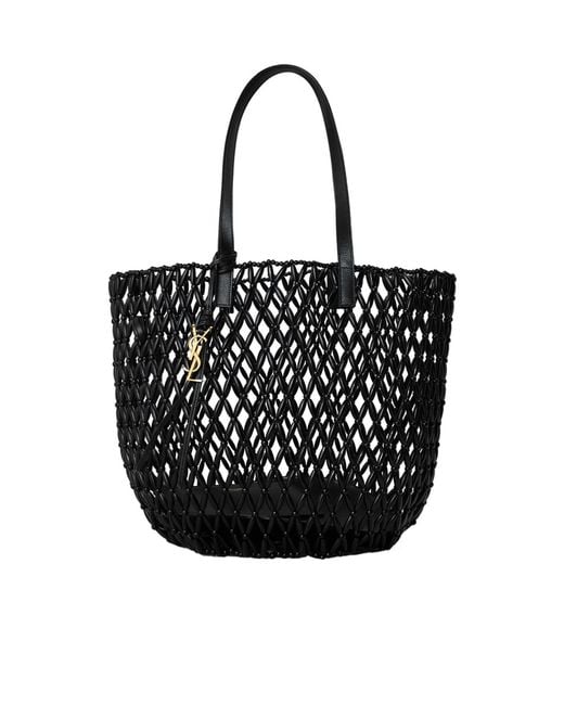Saint Laurent Black Diamondwoven Tote Bag