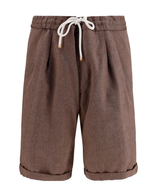Brunello Cucinelli Brown Drawstring Shorts for men