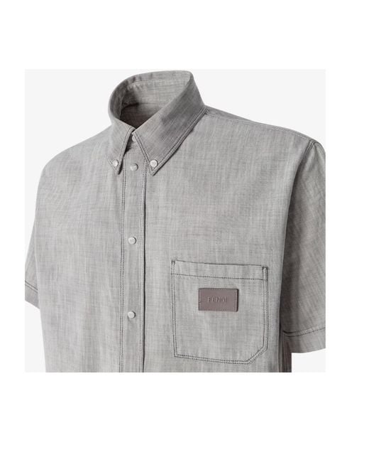 Fendi Gray Denim Shirt for men