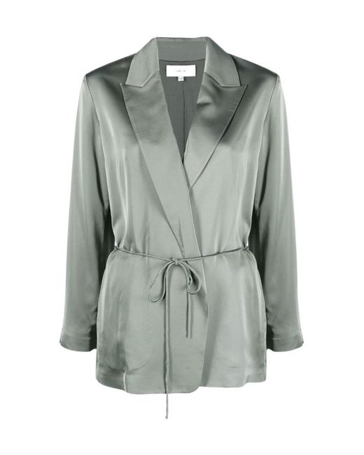 Vince Gray V-Neck Double-Breasted Blazer
