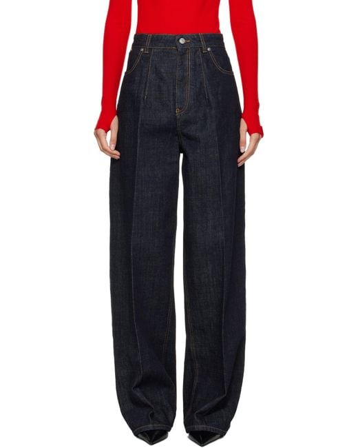 Victoria Beckham Black Cinched High-Waisted Jeans