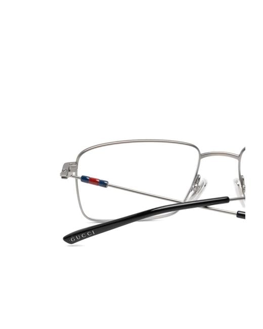 Gucci White Eyewear Rectangle Frame Glasses for men