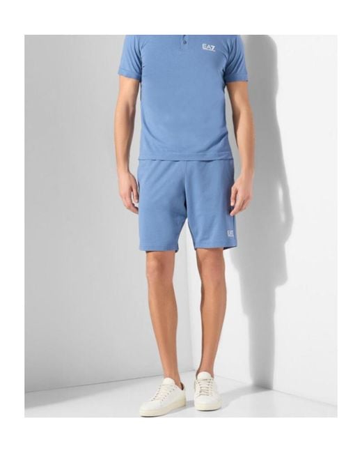 EA7 Blue Logo Sweat Shorts for men