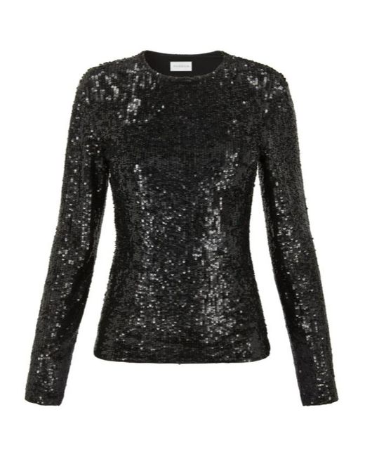 P.A.R.O.S.H. Black Sequin Long-Sleeve Blouse