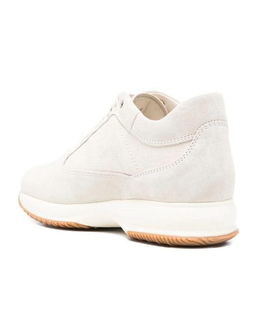Hogan White Interactive Lace-Up Round Toe Sneakers for men