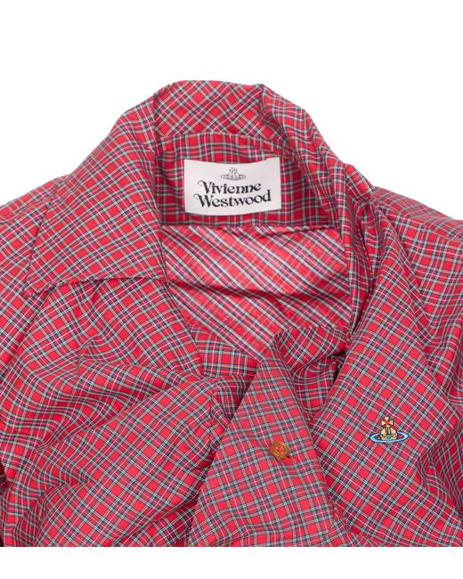 Vivienne Westwood Orb Embroidered Checked Ruched Shirt