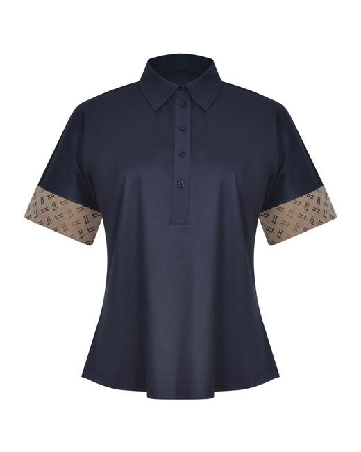 Herno Blue Logo Trim Polo T-Shirt