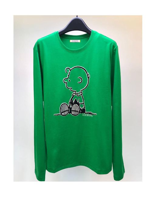 Iceberg Green T-Shirt With Round Neck And Long Sleeves for men