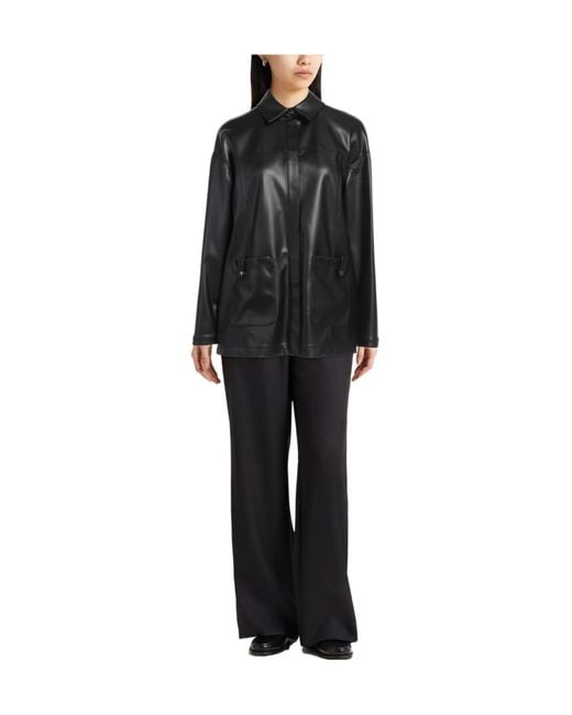 Max Mara Black Solid-Color Shirt Jacket