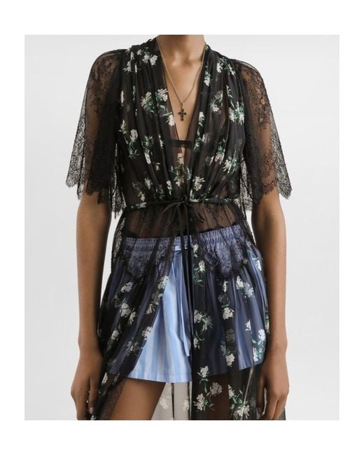 Dolce & Gabbana Black Silk-Blend Floral Maxi Dress