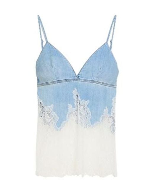DIESEL Blue Lace Denim Sleeveless Top