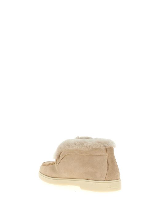 Santoni Natural Round Toe Ankle Boots