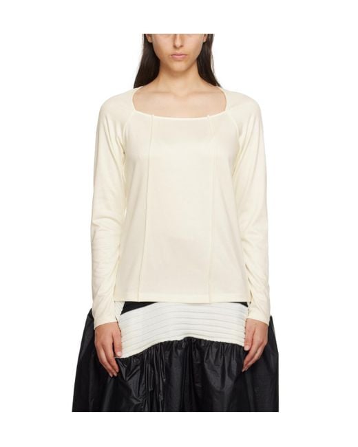 Issey Miyake White Pleated Long-Sleeved T-Shirt