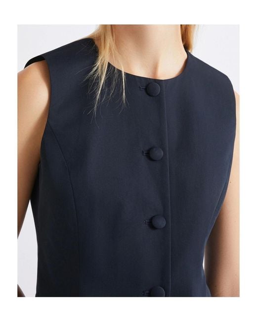 Marella Blue Cotton Gabardine Gilet
