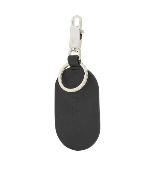 Ferragamo White Logo-Plaque Leather Keyring for men