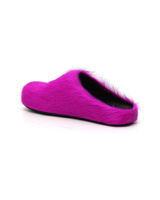 Marni Purple Fluffy Slip-On Mules