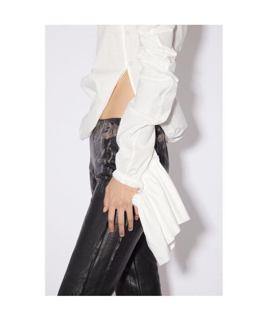 Acne White Draped Asymmetric Cotton Blouse