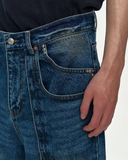 ANDERSSON BELL Blue Layered Wide-Leg Jeans for men