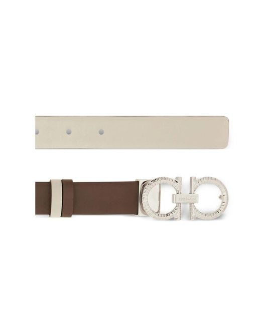 Ferragamo White Double-Sided Adjustable Belt
