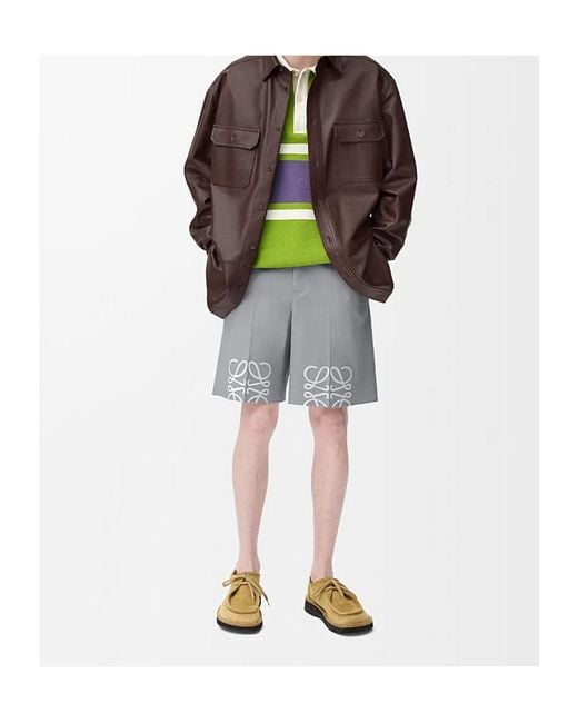 Loewe Gray Anagram-Print Shorts for men