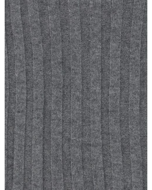 Brunello Cucinelli Gray Rib Knitted Scarf for men