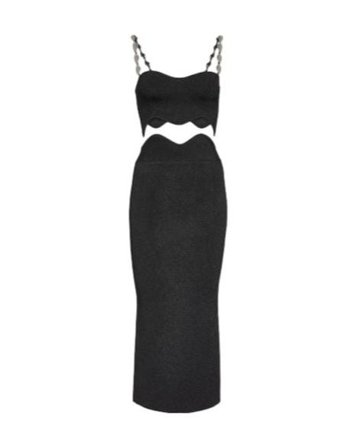 Galvan Black Marina Wave Crop Top And Midi Skirt Set