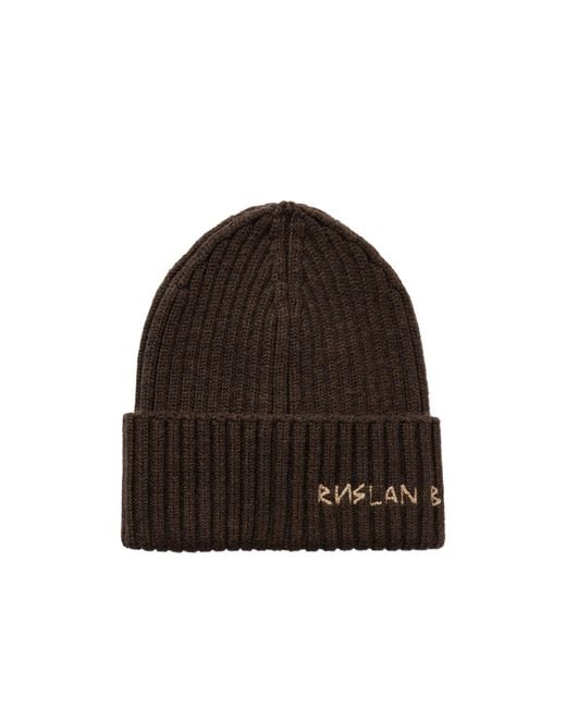 Ruslan Baginskiy Brown Wool Knit Hat
