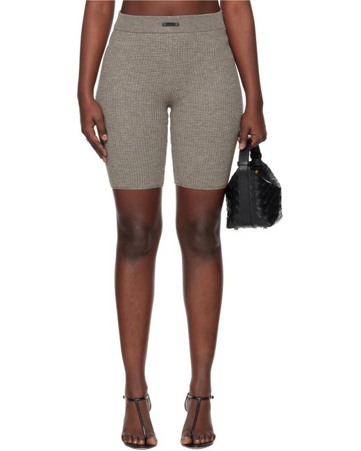 Fear Of God Gray Logo Patch Ribbed Shorts