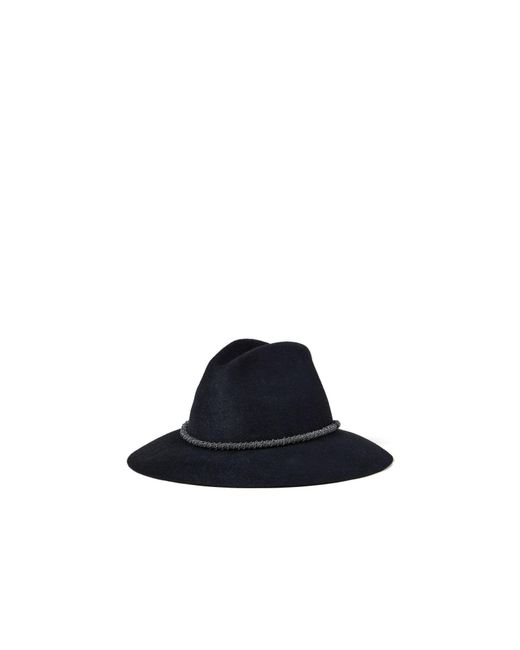 Brunello Cucinelli Blue Braided Band Felt Fedora