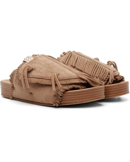 Visvim Brown Christo Shaman-Folk Slippers for men