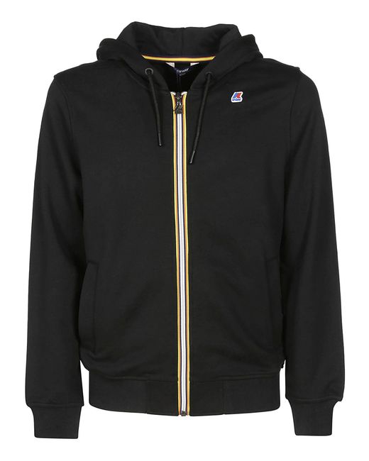K-Way Black Hooded Casual Jacket for men