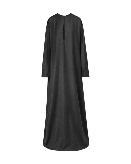 The Row Black Dark Logo Large Silhouette Wool Extra-Long Dress