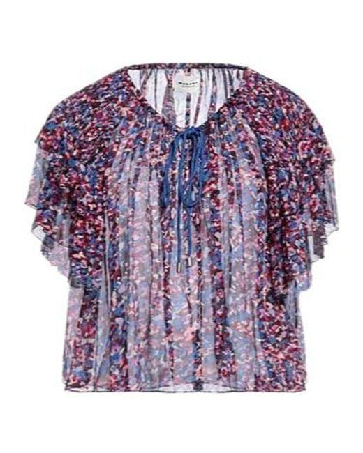 Isabel Marant Purple Colorful Short-Sleeved Top