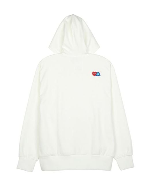 Comme des Garçons White Heart-Patch Drawstring Hoodie for men
